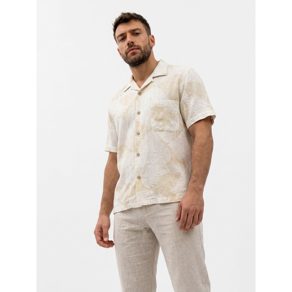 Tommy Bahama 100% Linen Short Sleeve Button Down Palm Leaf Print Shirt Mens M